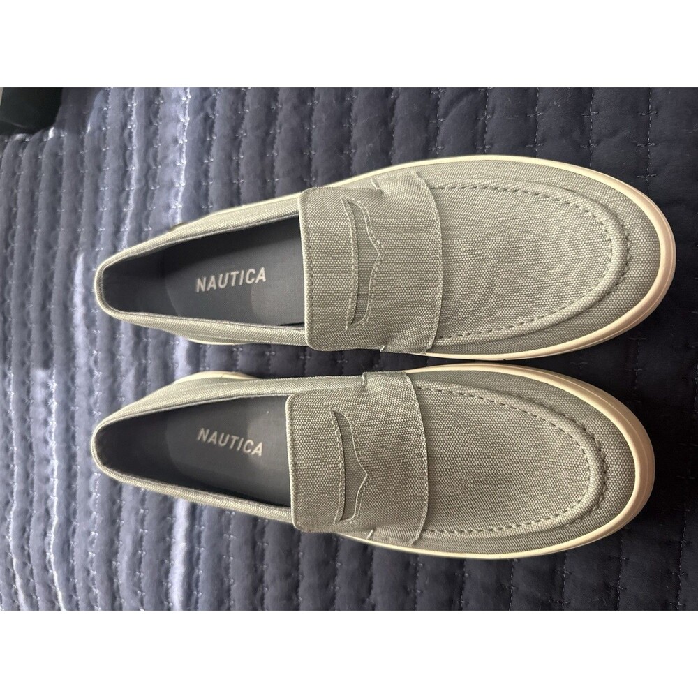 Nautica Women’s Canvas Penny Loafers Light Blue Slip On Shoes Vegan Size 7.5
